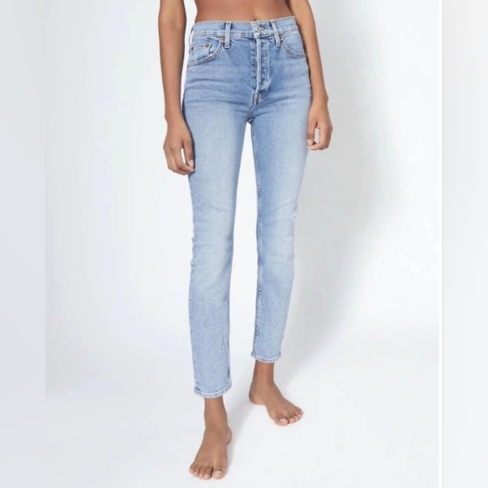 Re/Done 90'S Ultra High Rise Ankle Crop Jean In Costa Size 31 NEW!